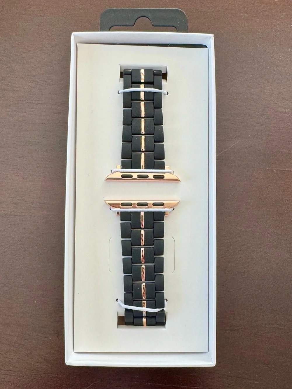 Nine West Black and Rose Gold Link-Style Apple Watch Band